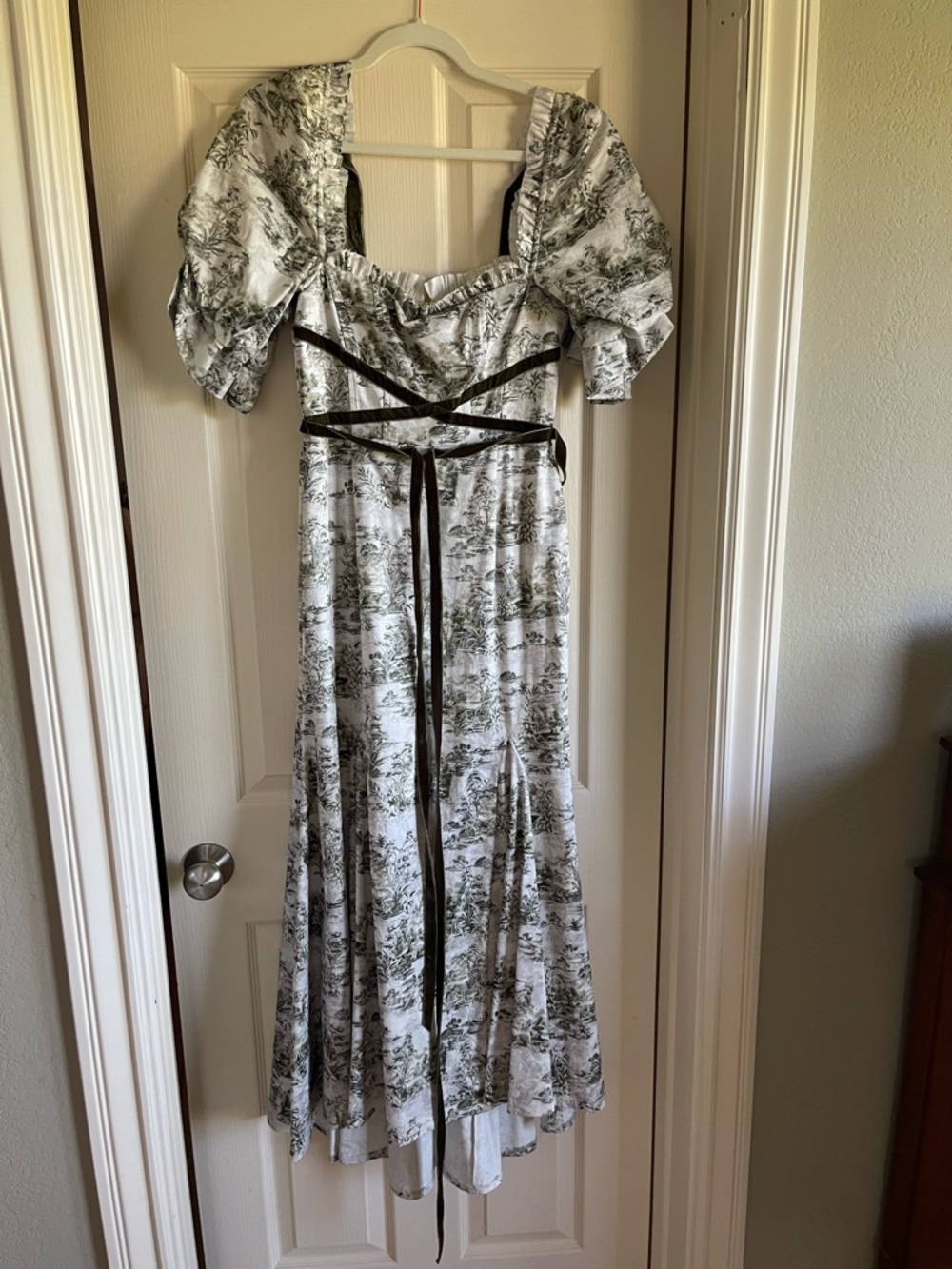 Antonio Melani x Nicola Bathie Hallie Green & White White Toile Dress Sz 4